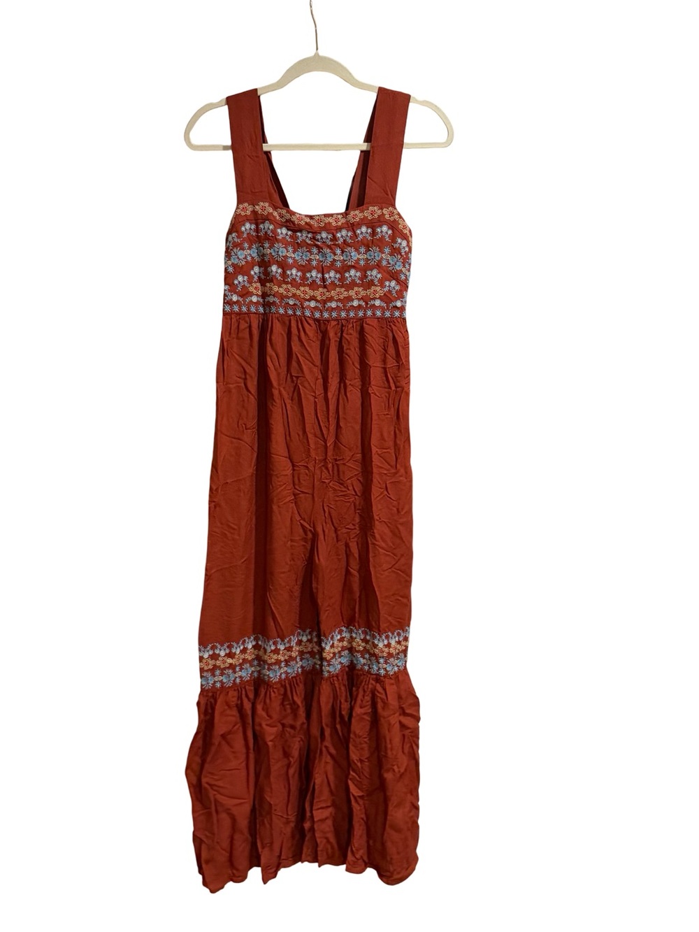 ๐ฟ Natural Life Hannah Embroidered Jumpsuit Women's Medium Rust Boho Floral - Picture 3 of 13